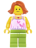 LEGO twn249 Mom, Bright Pink Top with Butterflies and Flowers, Lime Legs (10251)